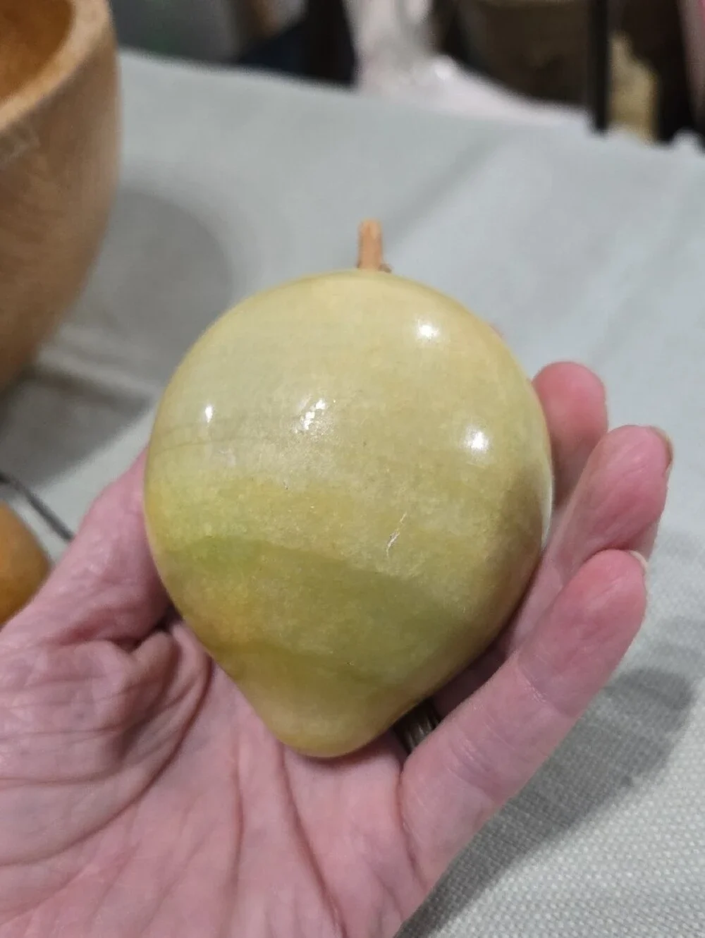 Vintage Italian Alabaster And Onxy Marble Fruit And Wooden Fruit Bowl